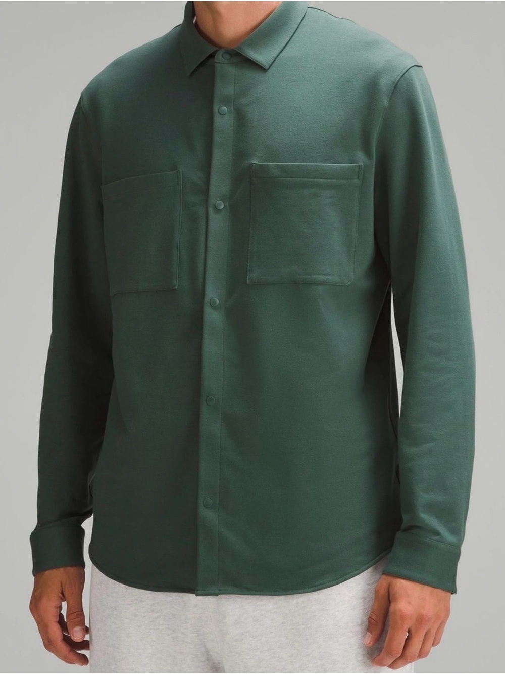 Lululemon Stretch French Terry Overshirt Mens Medium Green Long Sleeve New